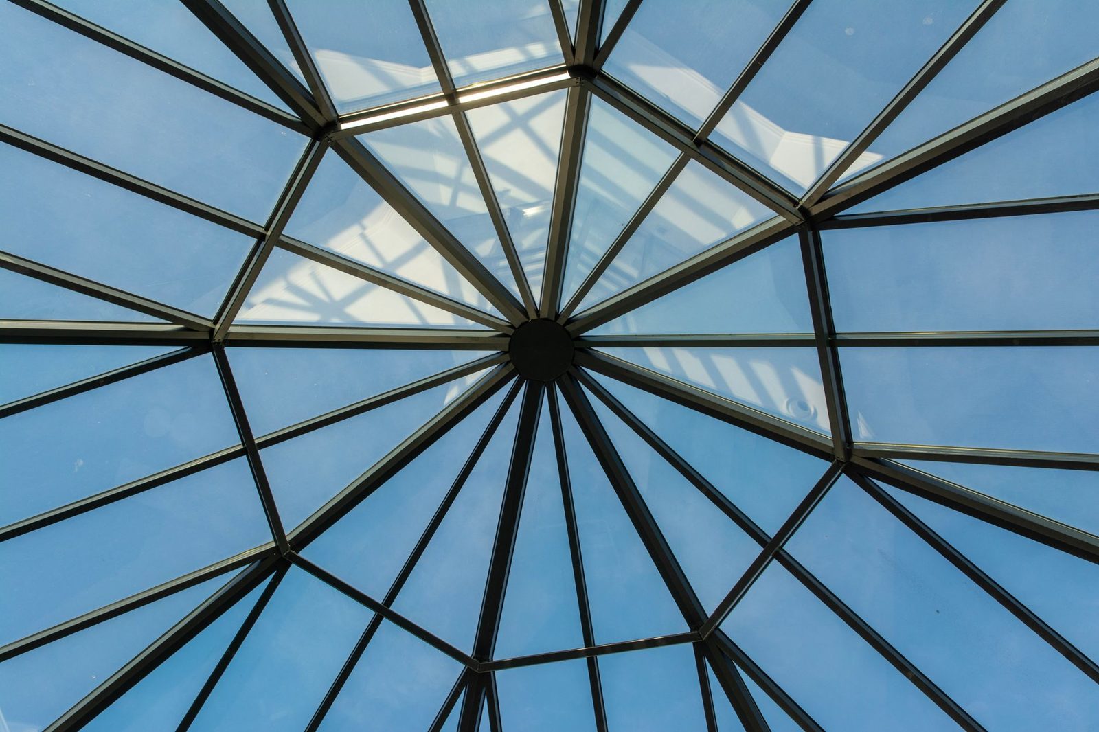 Glazed lantern roof from below